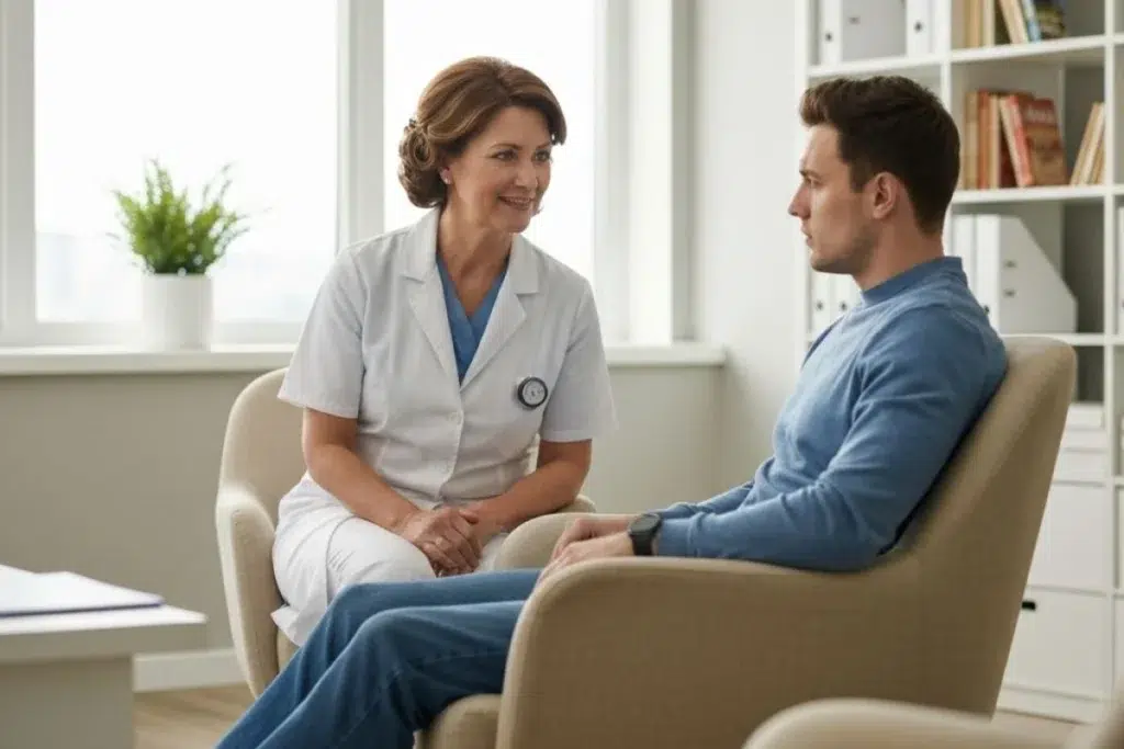 Healthcare provider listening to patient